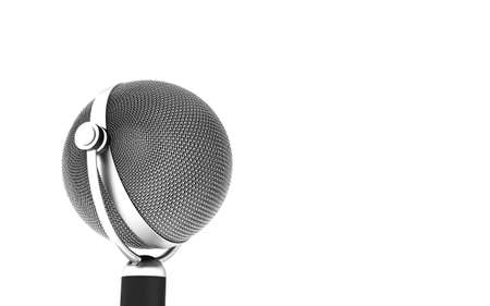 vintage microphone on whiteの写真素材