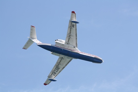 Gelendzhik, Russia - September 9  Seaplane Be-200ES of EMERCOM Russia view from the bottomのeditorial素材