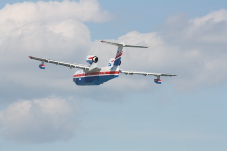 Gelendzhik, Russia - September 9  Seaplane Be-200ES of EMERCOM Russia view from backのeditorial素材