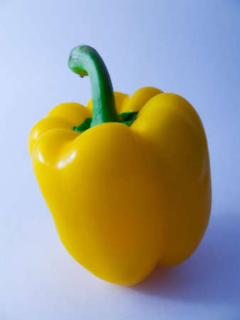 yellow pepper on the blue background greenの写真素材