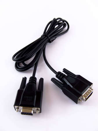 Black cable to connect monitor to computerの写真素材