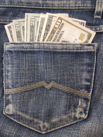 Dollars in pocket の写真素材