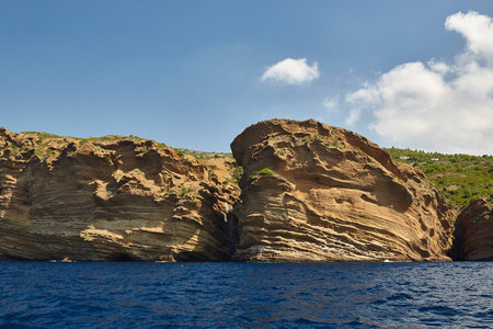 Calanques. Mediterranean coast in Provence, France. a boat trip along the coast of the Calanquesの写真素材