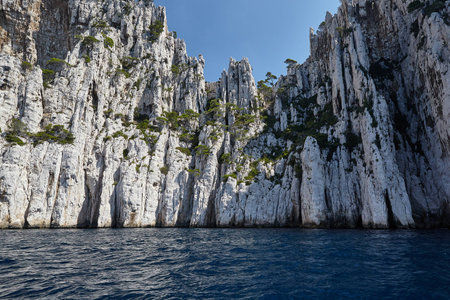 Calanques. Mediterranean coast in Provence, France. a boat trip along the coast of the Calanquesの写真素材
