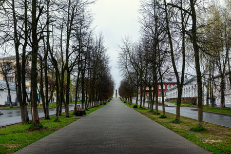 May 10, 2021 Kostroma. alley to the pendulum ivan susaninの写真素材