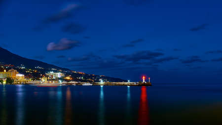 Night view of the lighthouseの写真素材