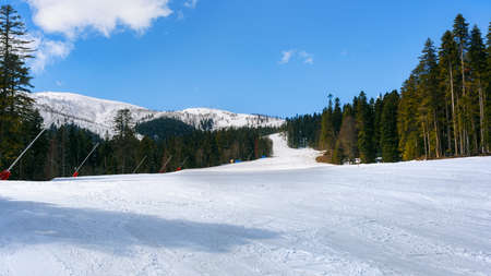 Arkhyz resort view of the descent from southern slope of the mountain.