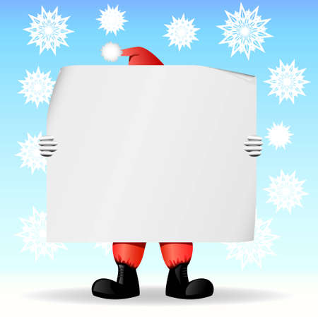 Santa Claus holding a large sheet of paper on which you can write a textのイラスト素材