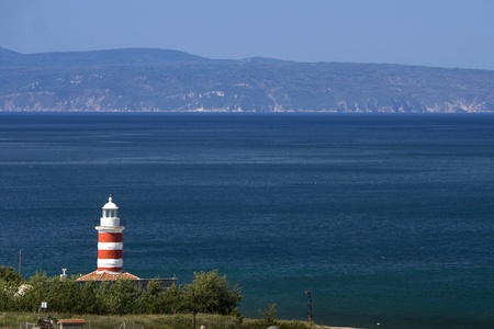 Lighthouse and the islandの写真素材