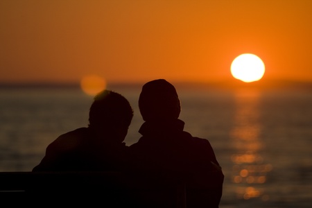 Couple at sunsetの写真素材
