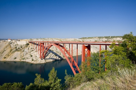 Old Maslenica bridgeの写真素材
