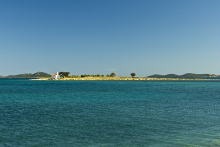 Island Sveti Justin with a small chapel on itのeditorial素材