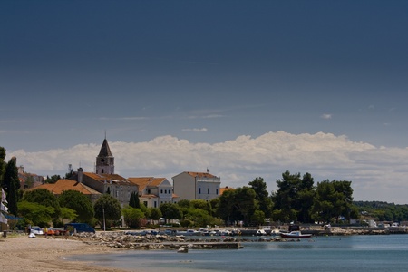 Panoramic view on the bay of Sv.Filip and Jakob with the clouds in the skyのeditorial素材