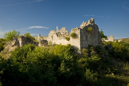Windows on the remains and walls of the old medival castle Vrana のeditorial素材