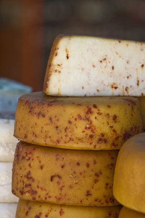 Yellow and white cheeseの写真素材