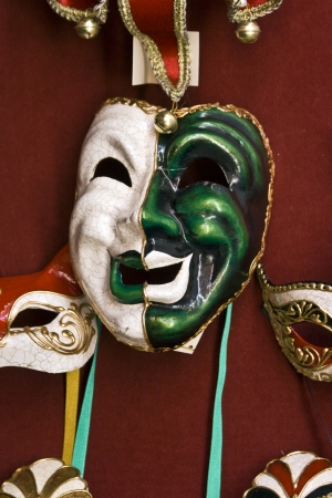 Green and white Venetian maskの写真素材