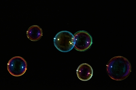 Bubbles in many colours in the air