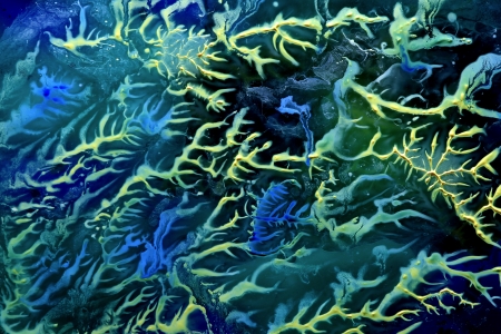 Colors and water on the glass