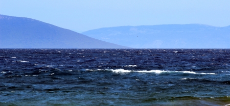 Waves on the blue seaの写真素材