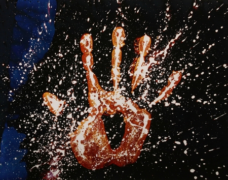 Chemogram painting presenting a handの写真素材