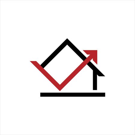 simple black red arrow icon or sign for home investment logo designのイラスト素材