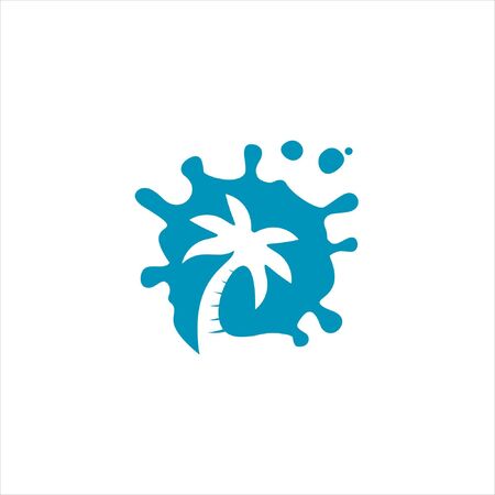 simple flat black color illustration of palm tree splash icon nature logo designのイラスト素材