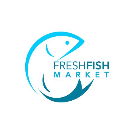 simple modern abstract line fish silhouette for seafood culinary logo design or icon templateのイラスト素材