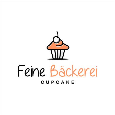fun modern muffin vector Feine BÃ¤ckerei text means Fine Bakery for sweet bakery and cake logo design templateのイラスト素材