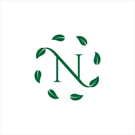 simple nature monogram N text vector organic logo templateのイラスト素材