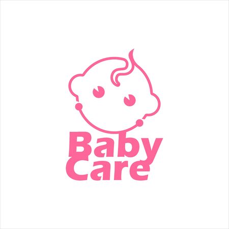modern baby face new born vector. motherhood logo design template, child care icon inspirationのイラスト素材
