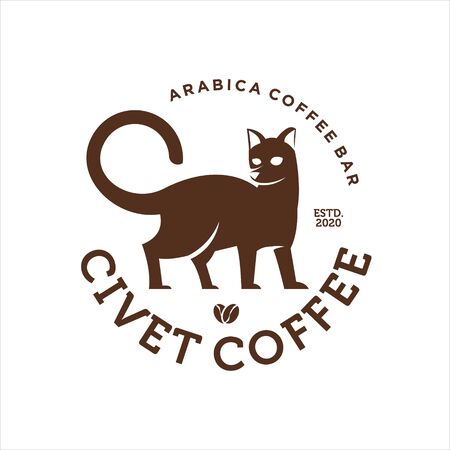 circle label with civet cat  vector inside best for premium coffee bar or shop  design templateのイラスト素材