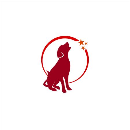 simple dog silhouette red color vector for icon or animal pets care  design template ideaのイラスト素材