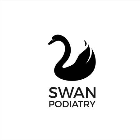 simple modern swan silhouette negative space foot vector for massage or podiatry logo design inspirationのイラスト素材