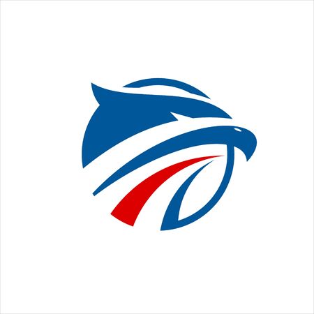 simple abstract round red blue color of hawk head vector for animal and business graphic design or icon templateのイラスト素材