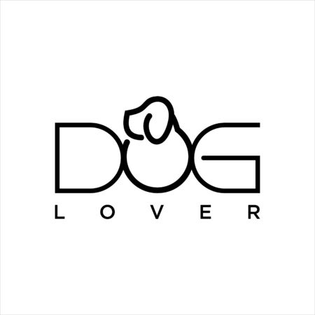 simple black modern typography dog lover lettering. veterinary logo design templateのイラスト素材