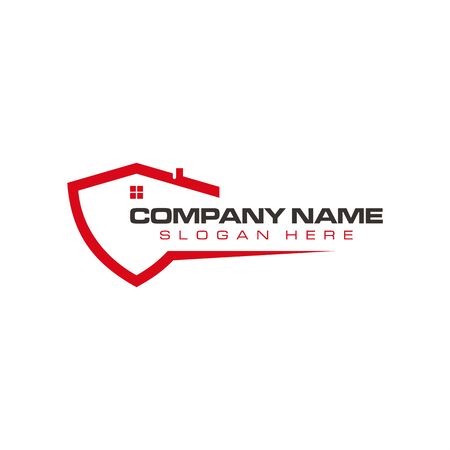 simple rectangle badge home security vector shield logo graphic design template ideaのイラスト素材