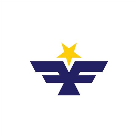 simple modern dark blue wing vector and star. Finance or technology logo graphic design template ideaのイラスト素材