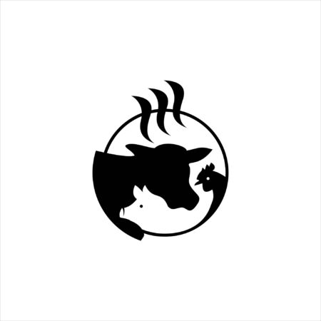 simple badge black round illustration for meat processing vector  graphic design template ideaのイラスト素材