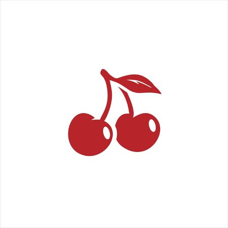 simple modern flat fresh red cherry vector shape for food  graphic design template or icon ideaのイラスト素材