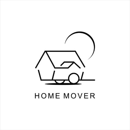 simple black line illustration of caravan or travel activity  design ideaのイラスト素材