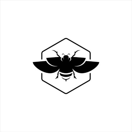 modern simple bold badge honeycomb vector illustration bee in black color icon animal  graphic design template ideaのイラスト素材