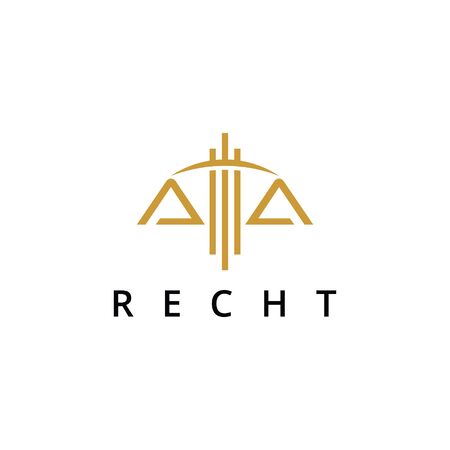 simple line balance icon law logo vector with gold color company abstract design templateのイラスト素材