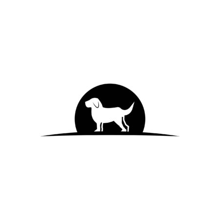 simple standing dog silhouette black color illustration of animal logo design ideaのイラスト素材