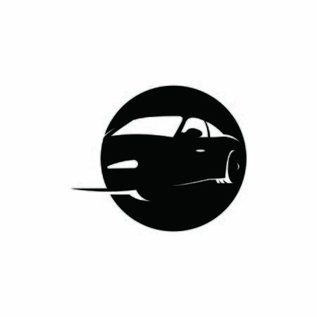 simple circle bold black flat illustration of abstract car logo design ideaのイラスト素材