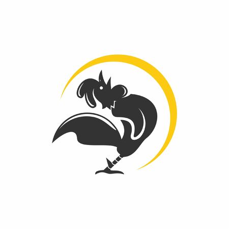 funny flat color roar rooster logo animal icon template ideaのイラスト素材