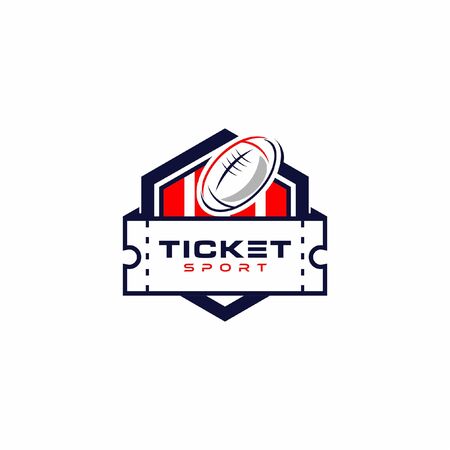 fun modern badge or emblem with ticket sale for sport show or event logo design inspirationのイラスト素材