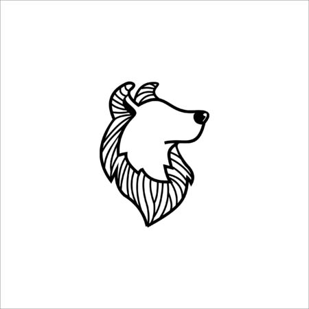 cartoon black line dog logo head for animal care company design ideaのイラスト素材