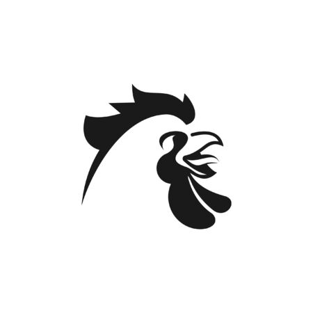 simple modern black color fun rooster logo head icon design templateのイラスト素材