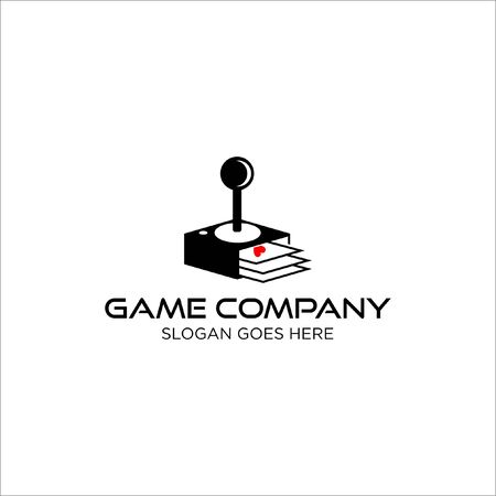 modern playful black deck card and joy stick for game logo design templateのイラスト素材