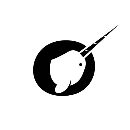 cute cartoon narwhal fish head vector. food processing industry modern black icon inspiration for  design templateのイラスト素材
